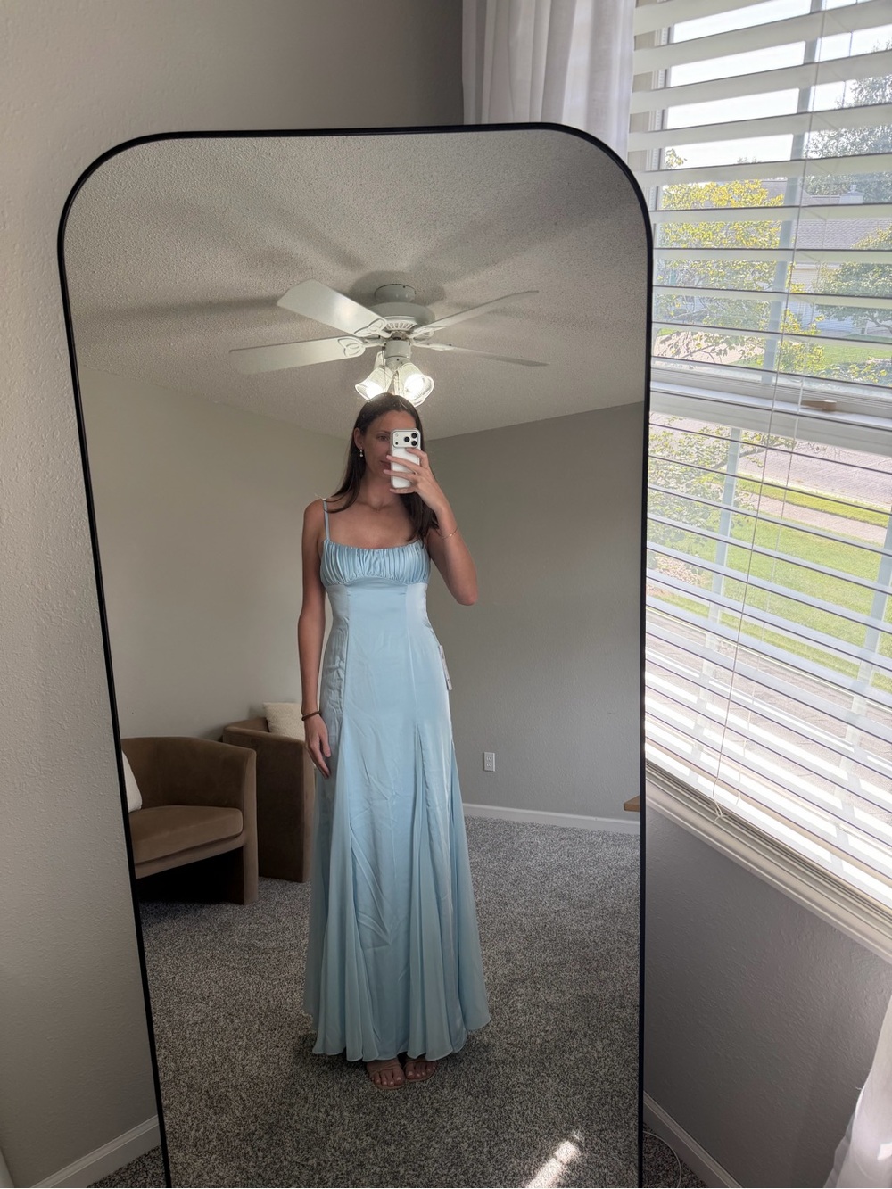 Azazie Sky Blue Spaghetti Strap Maxi Dress